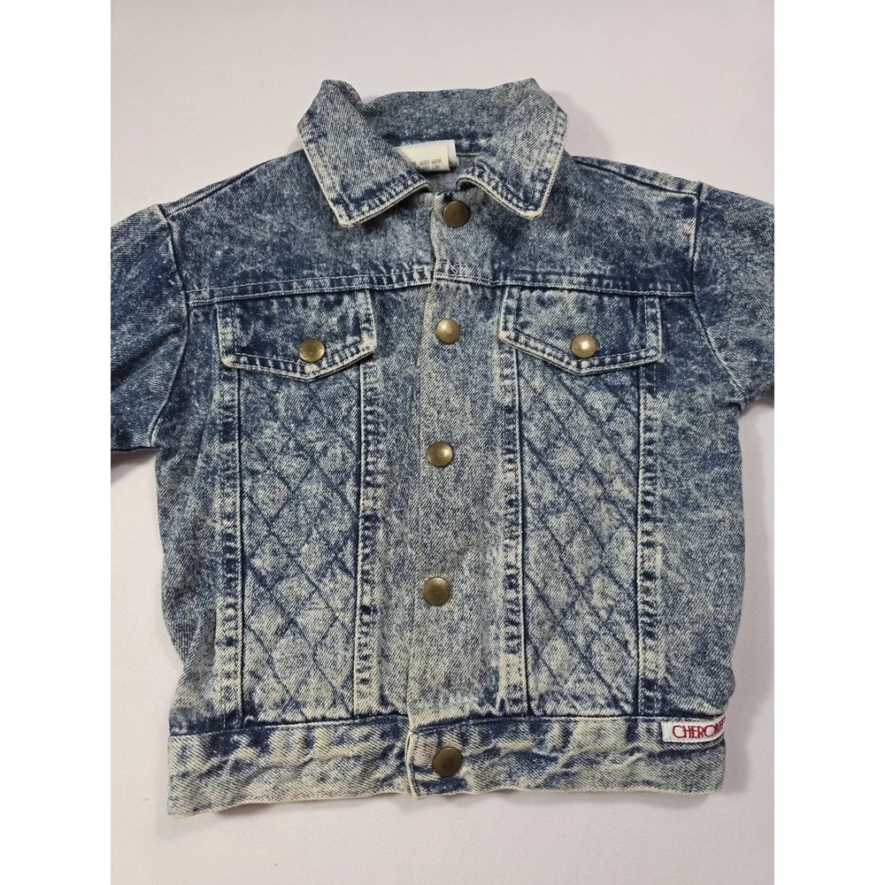Vintage Cherokee Kids Acid Wash Denim Jacket USA 3T Unisex 80s 90s